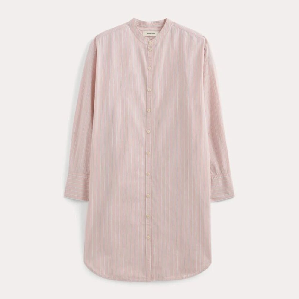 Everlane Relaxed Striped Shirt Dress in Ultrasoft Cotton, Pink/White, XXS - Picture 12 of 12